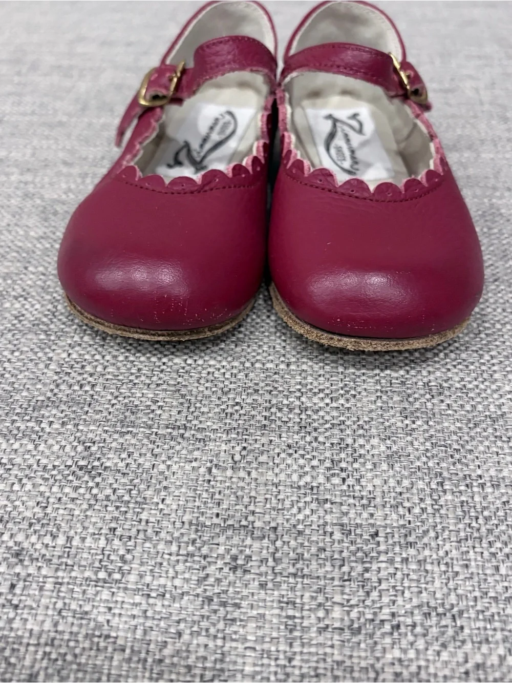 Zimmermann Burgundy Scalloped Mary Jane Baby Shoes
